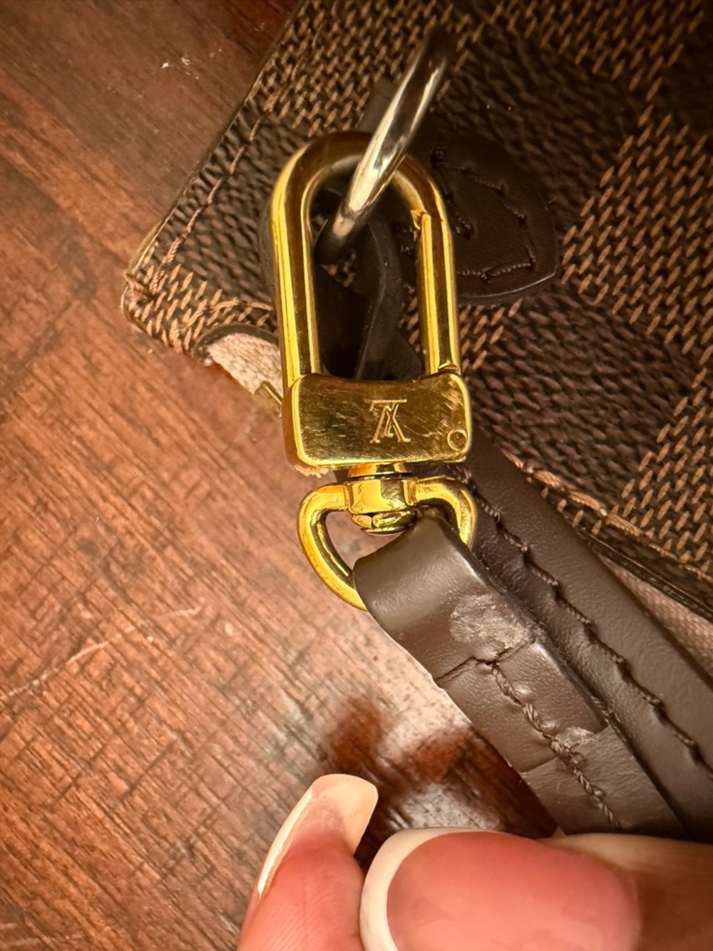 Louis Vuitton Damier Ebene Neverfull GM Pochette/Wrist Wallet Authentic - Picture 13 of 14